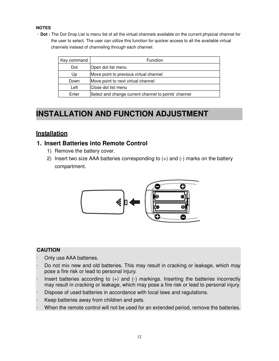 Installation and function adjustment | Westinghouse PT-16H610S User Manual | Page 16 / 37