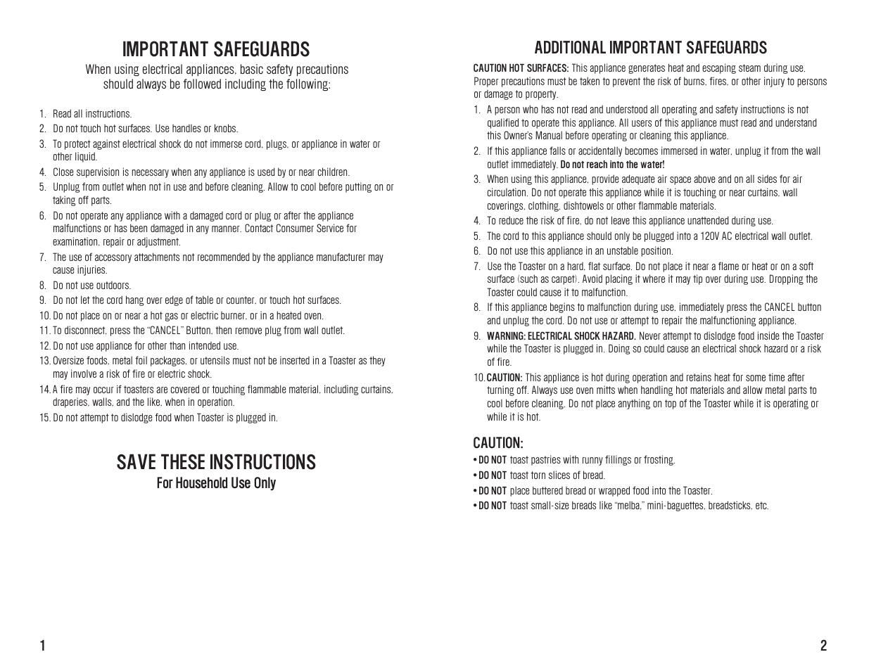 Important safeguards, Save these instructions, Additional important safeguards | Westinghouse WST3032 User Manual | Page 3 / 12