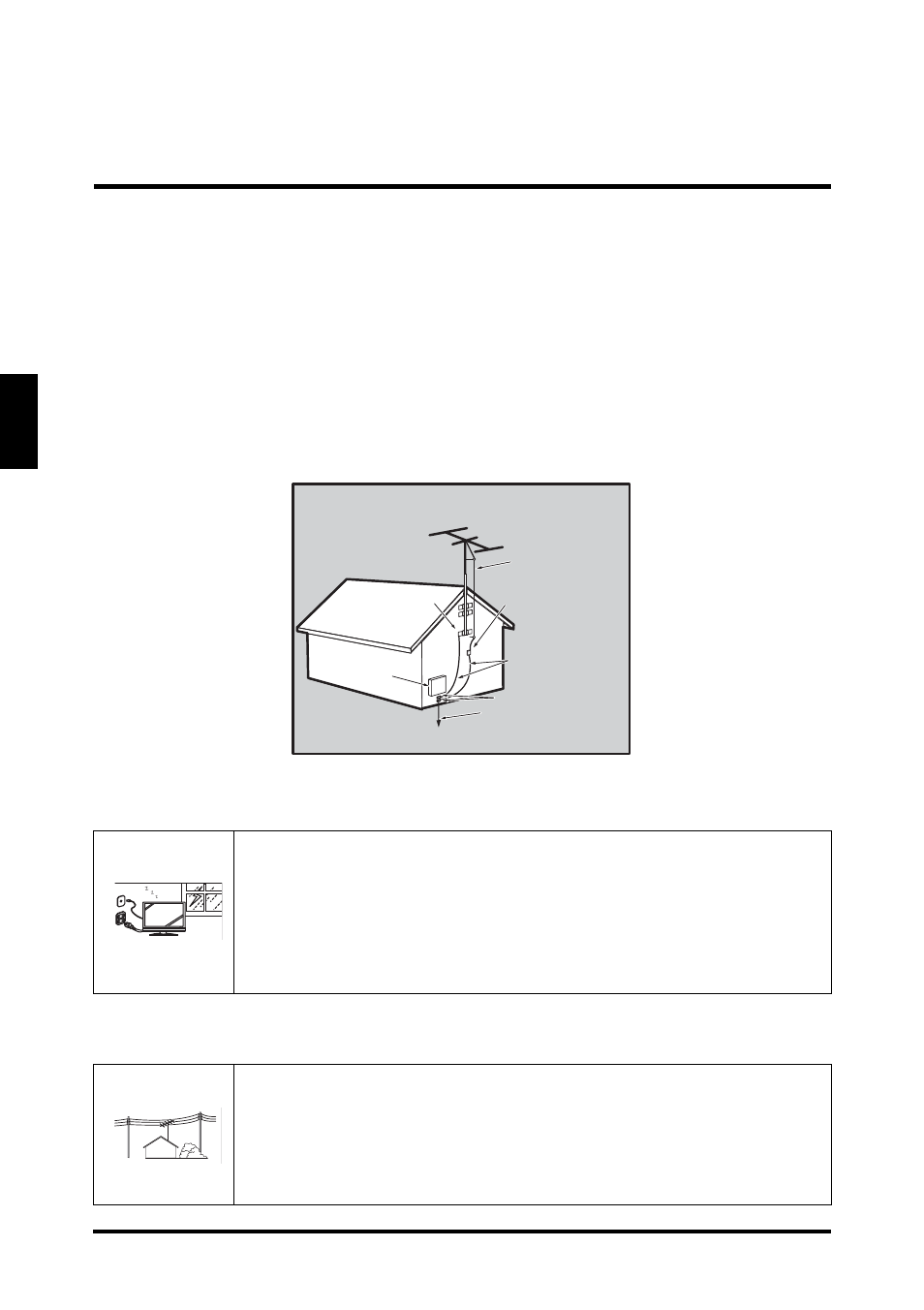 Antenna installation safety, Lightning, Power lines | Antenna installation safety lightning power lines, English, Important information, Lightning power lines | Westinghouse LD-4655VX User Manual | Page 12 / 64