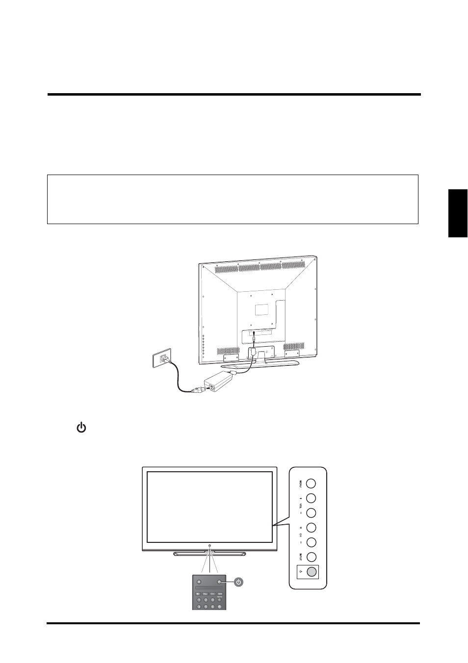 Power connection, Connecting ac power, Initial setup | Connecting ac power initial setup, English power connection | Westinghouse LD-4655VX User Manual | Page 28 / 64