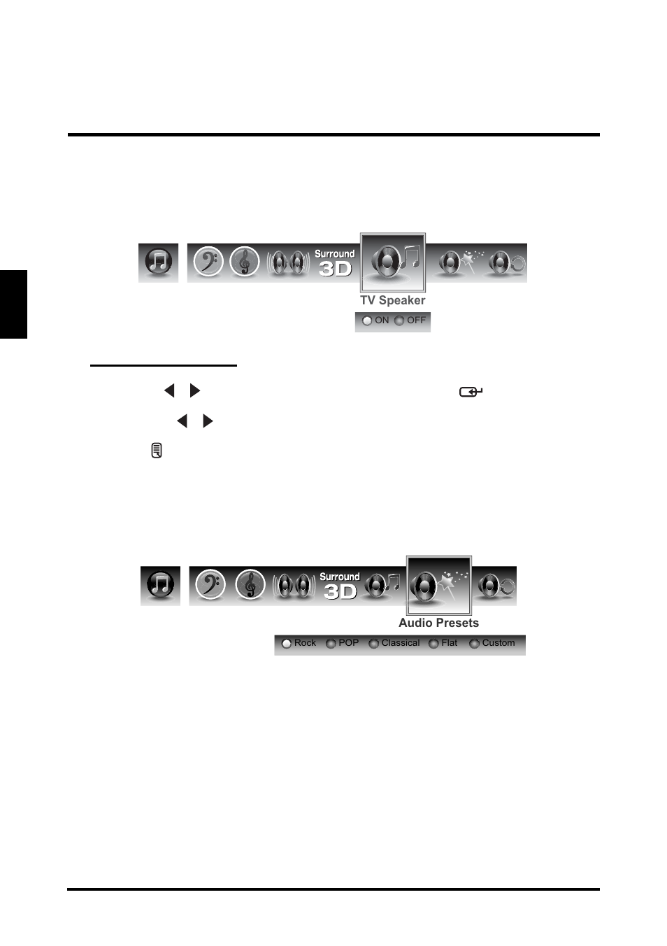 English, Tv speaker, Audio presets | Westinghouse LD-4655VX User Manual | Page 39 / 64