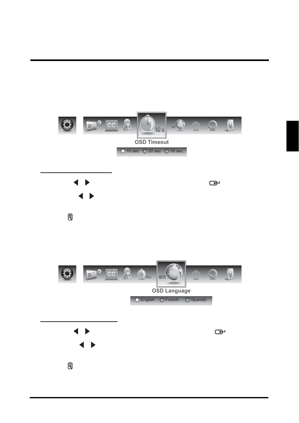 English, Osd timeout, Osd language | Westinghouse LD-4655VX User Manual | Page 56 / 64