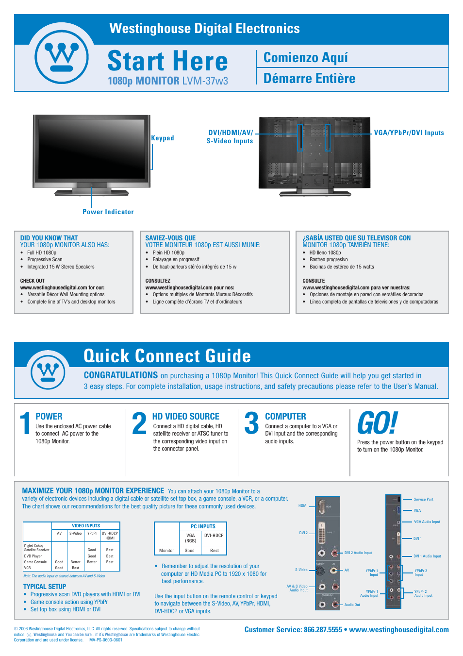 Westinghouse 1080p User Manual | 2 pages