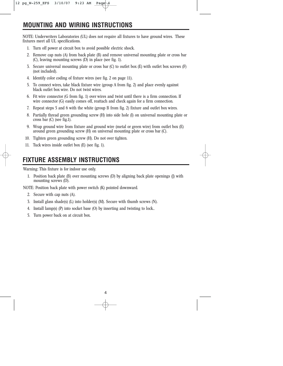 Westinghouse W-259 User Manual | Page 4 / 12