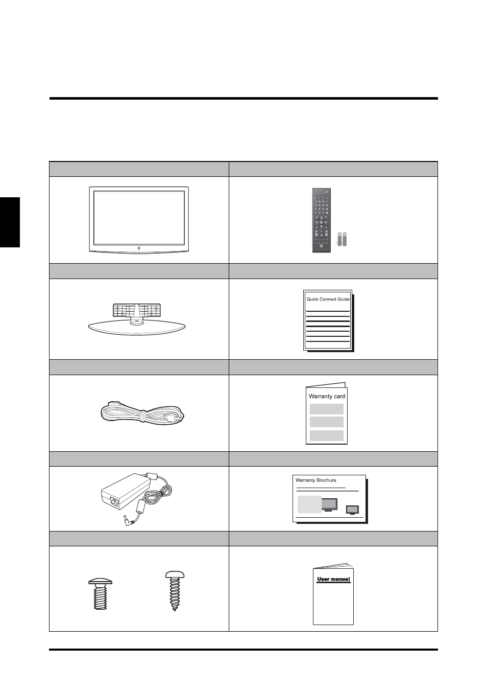 Package contents, English package contents | Westinghouse LD-3255VX User Manual | Page 14 / 59