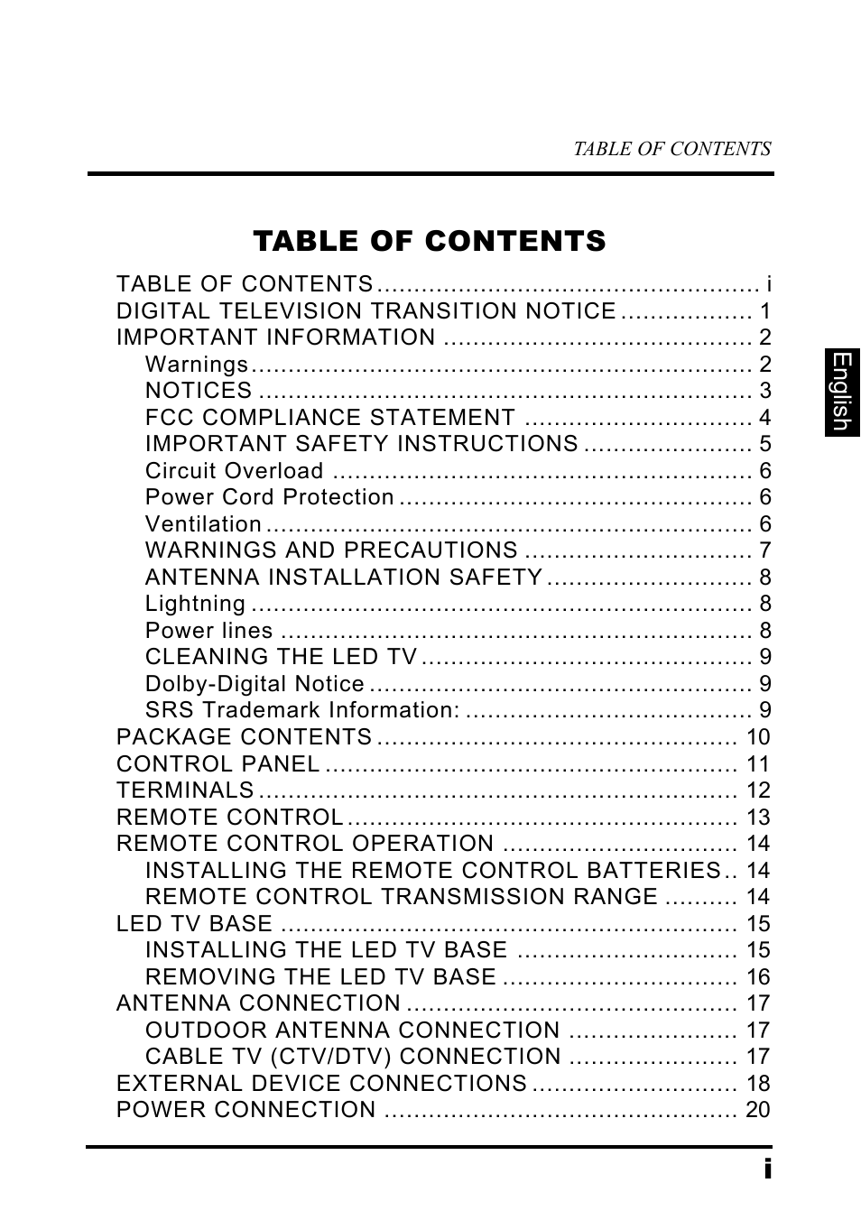 Westinghouse DIGITAL TELEVISION LD-3237 User Manual | Page 2 / 66