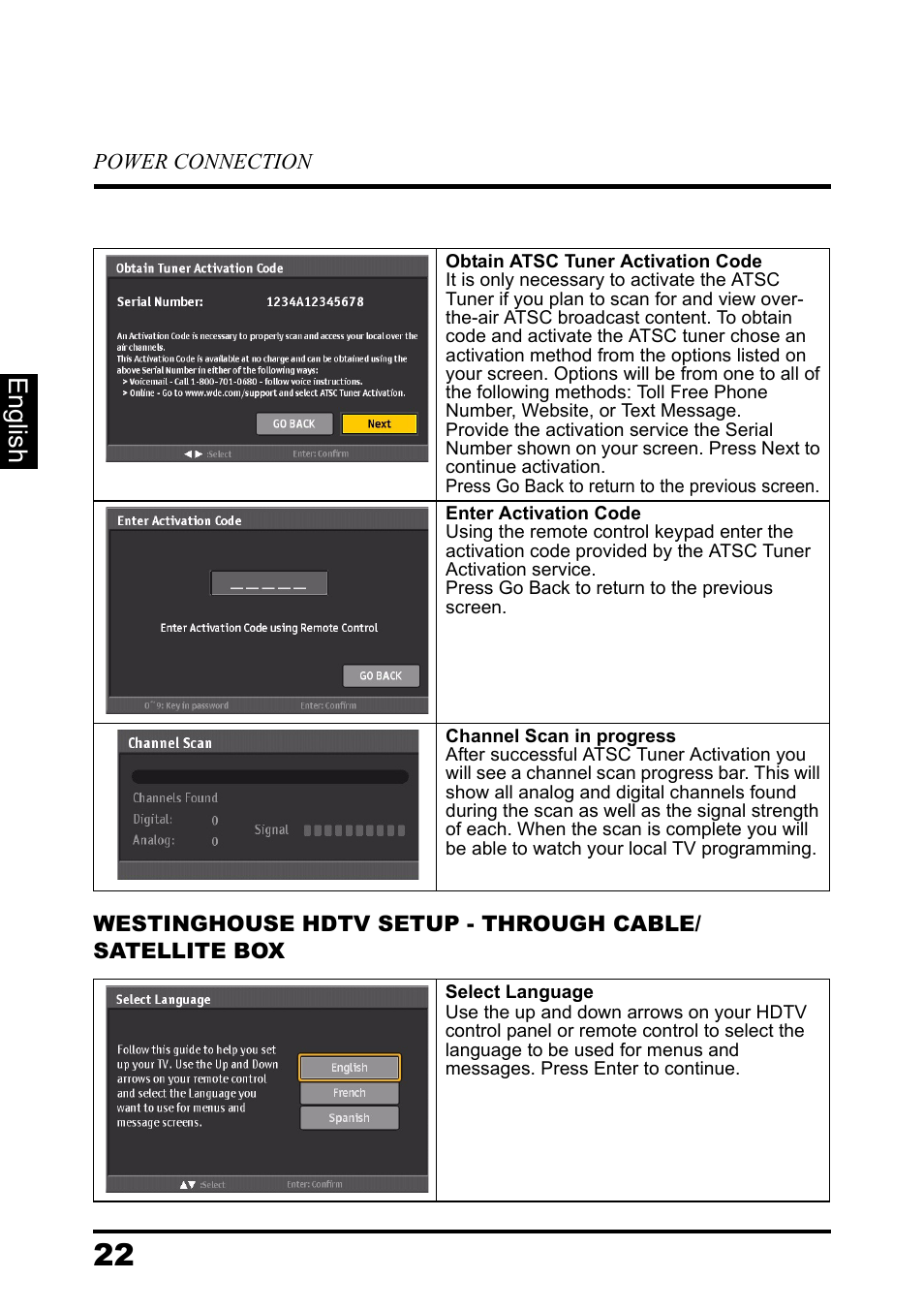 English | Westinghouse DIGITAL TELEVISION LD-3237 User Manual | Page 27 / 66