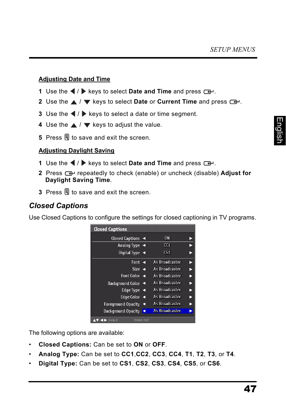English | Westinghouse DIGITAL TELEVISION LD-3237 User Manual | Page 52 / 66