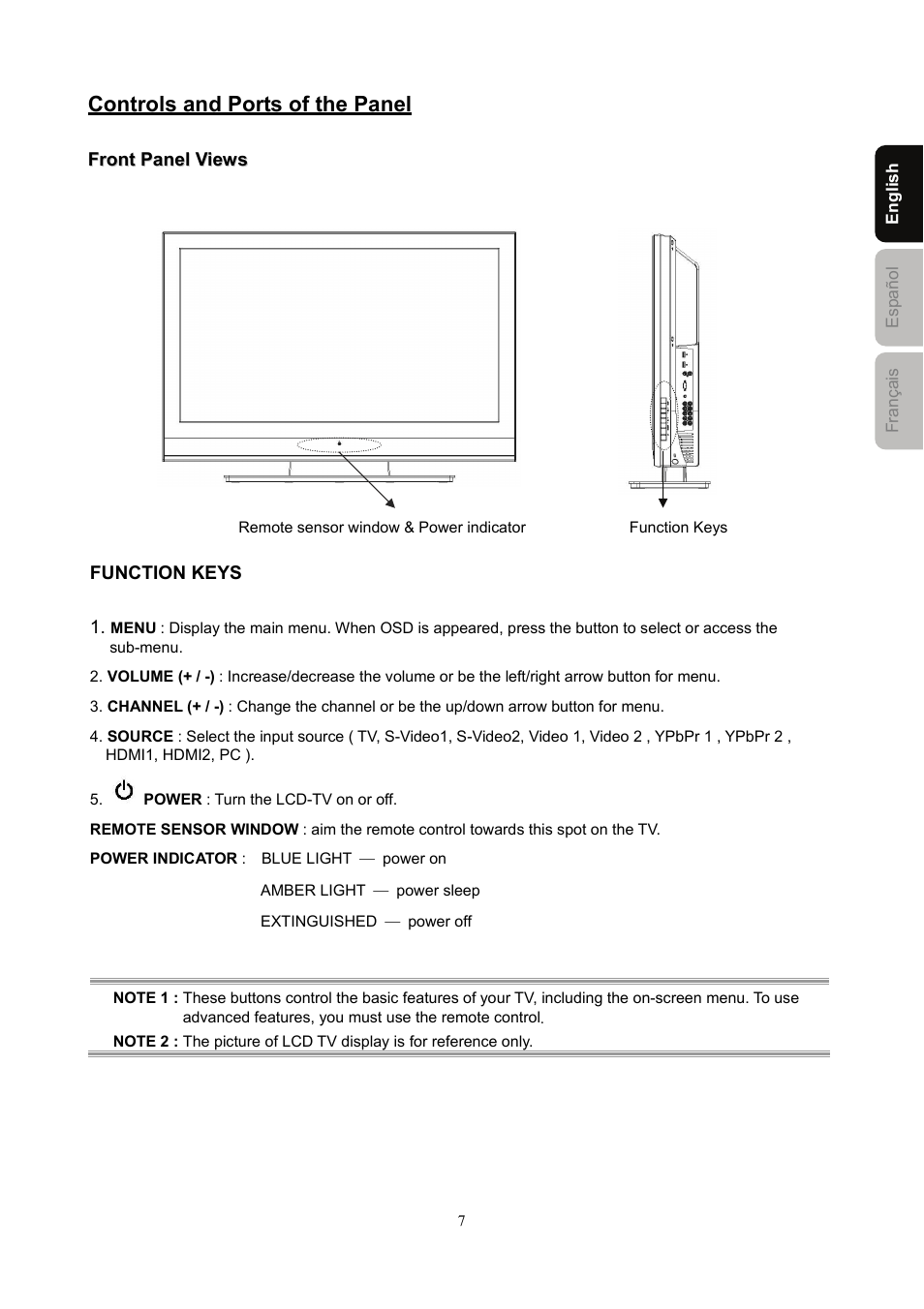 Controls and ports of the panel | Westinghouse SK-40H520S User Manual | Page 10 / 36