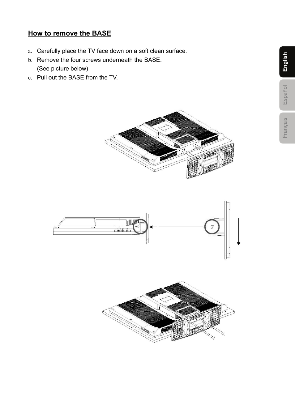 How to remove the base | Westinghouse SK-40H520S User Manual | Page 18 / 36