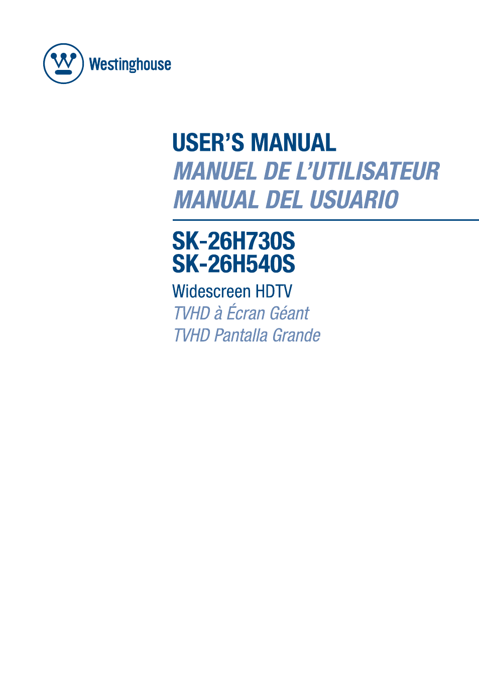 Westinghouse SK-26H540S User Manual | 43 pages