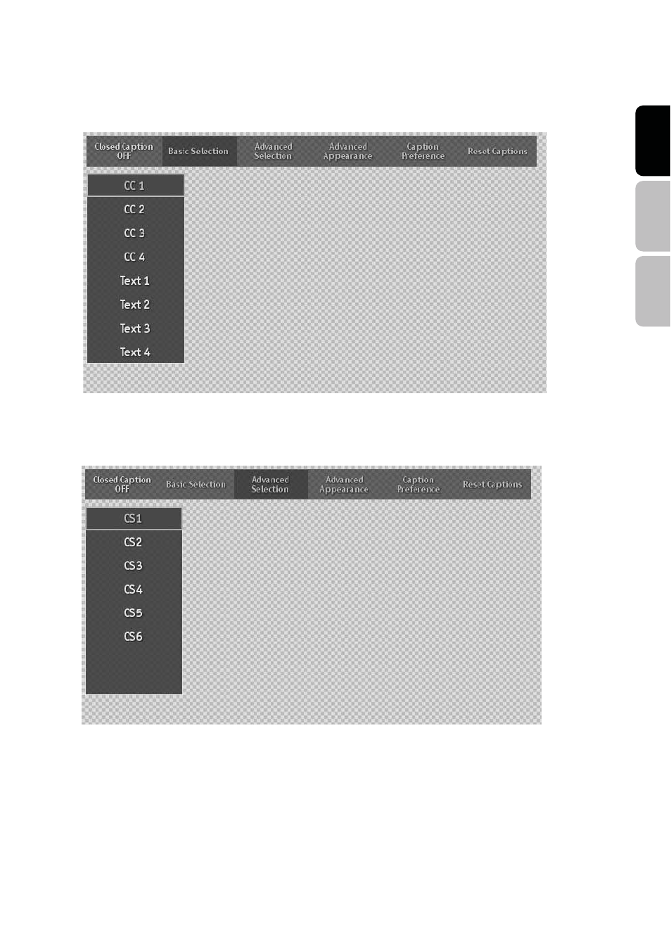 Basic selection, Advanced selection | Westinghouse SK-26H540S User Manual | Page 28 / 43