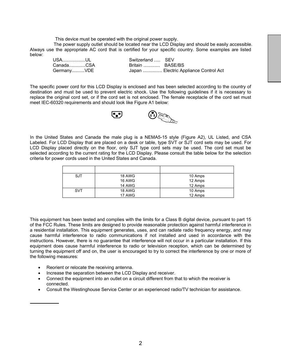 English, Safety guidelines, Fcc compliance statement | Westinghouse LCM-27w4 User Manual | Page 4 / 19