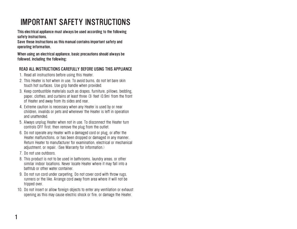 Important safety instructions | Westinghouse WST6004 User Manual | Page 2 / 12