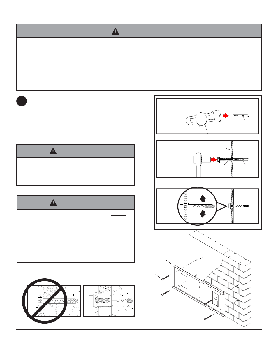 Warning, Cc aa ee cc ee, Installation to solid concrete or cinder block 1 | Westinghouse MT80 THIN User Manual | Page 6 / 12
