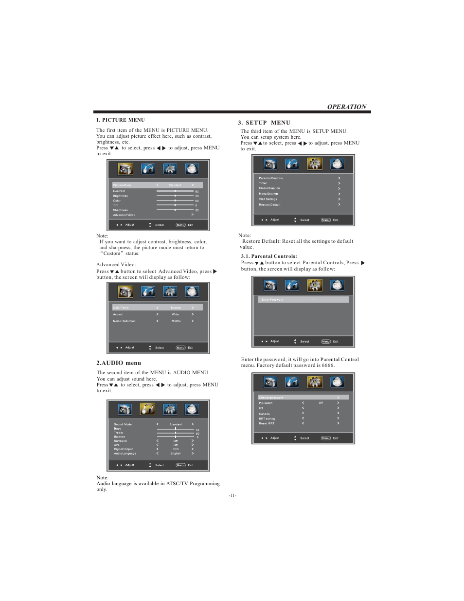 Operation | Westinghouse LD-3240 User Manual | Page 12 / 16