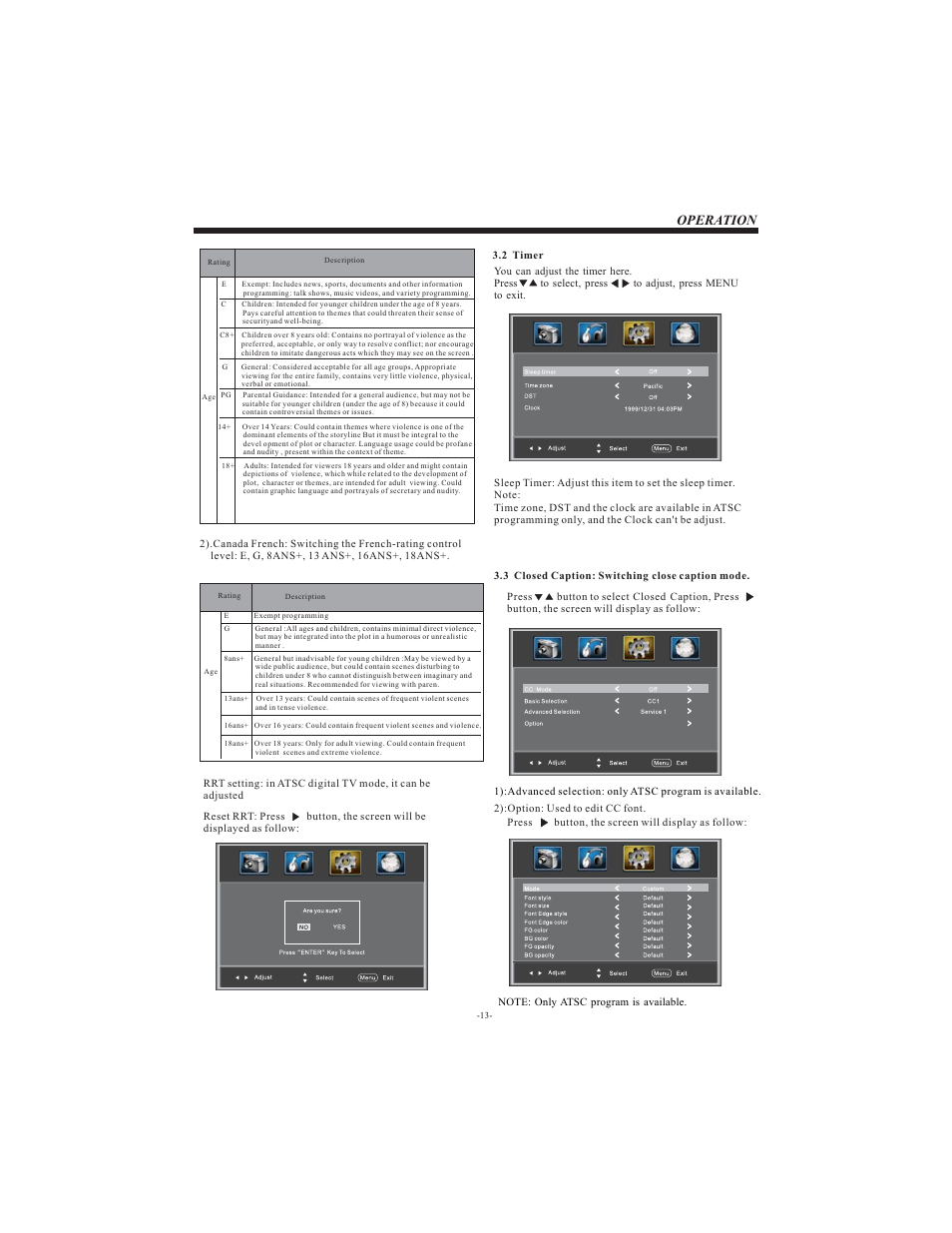 Operation | Westinghouse LD-3240 User Manual | Page 14 / 16