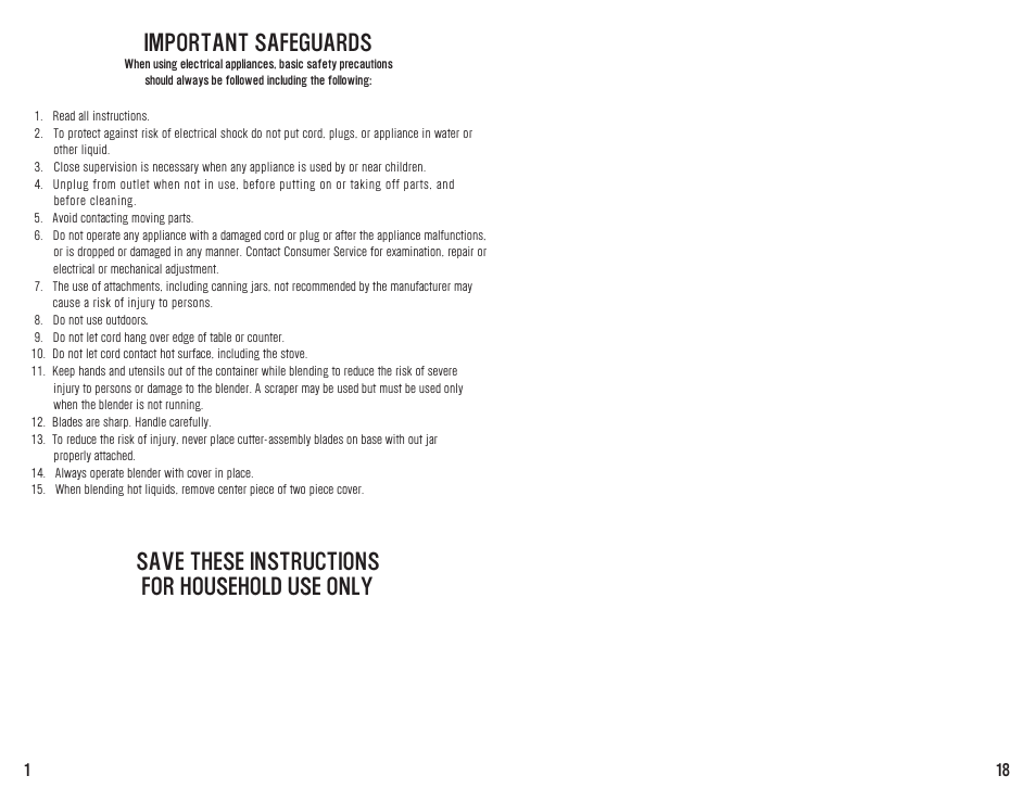 Important safeguards, Save these instructions for household use only | Westinghouse WST2019W User Manual | Page 19 / 20