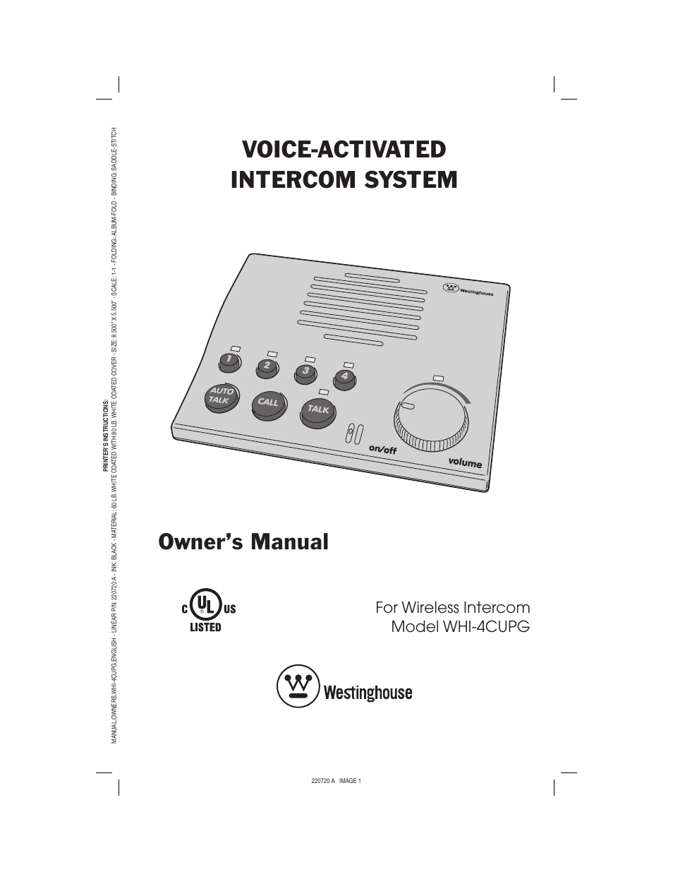Westinghouse WHI-4CUPG User Manual | 8 pages