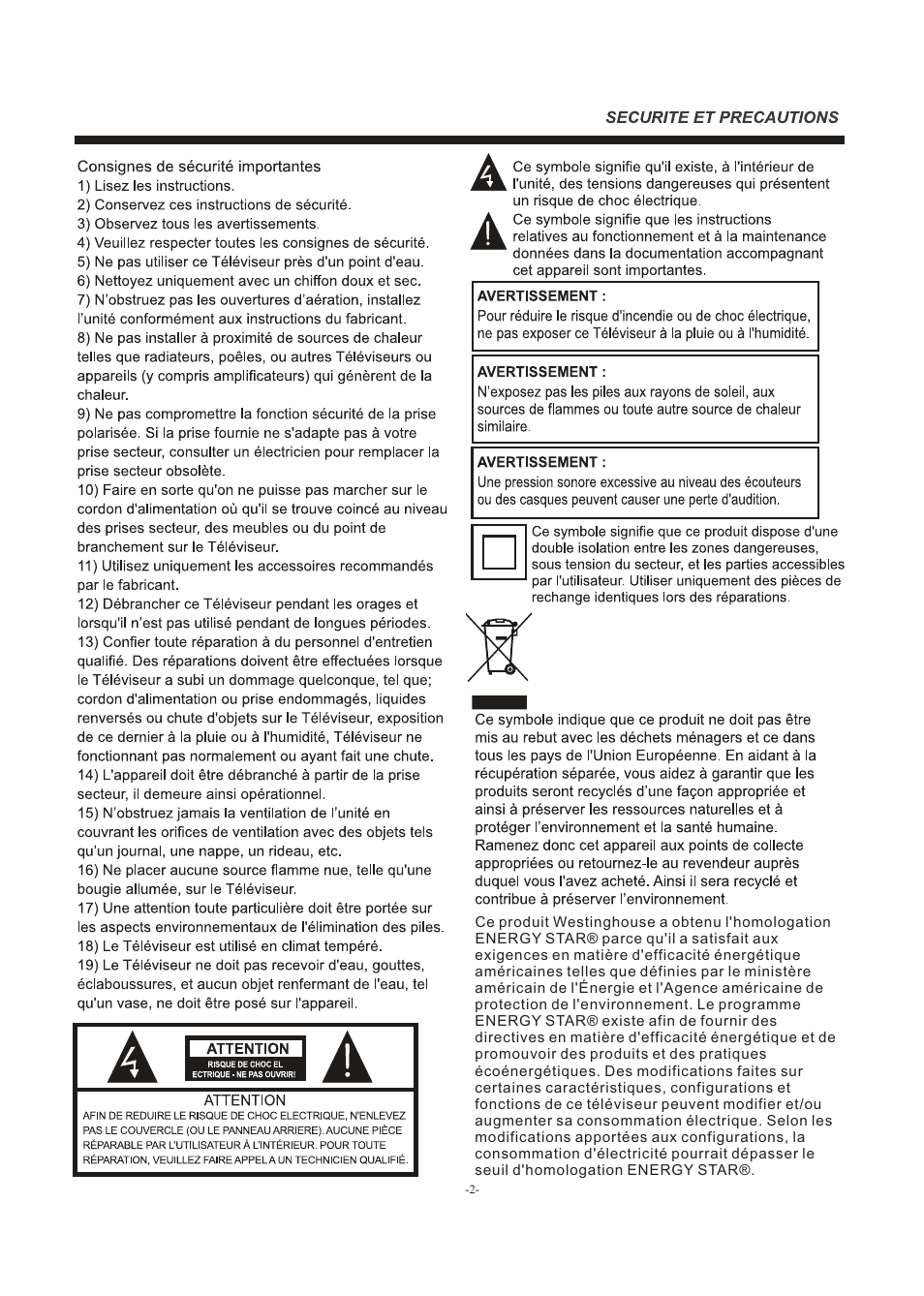 Westinghouse EW39T5KW User Manual | Page 16 / 41