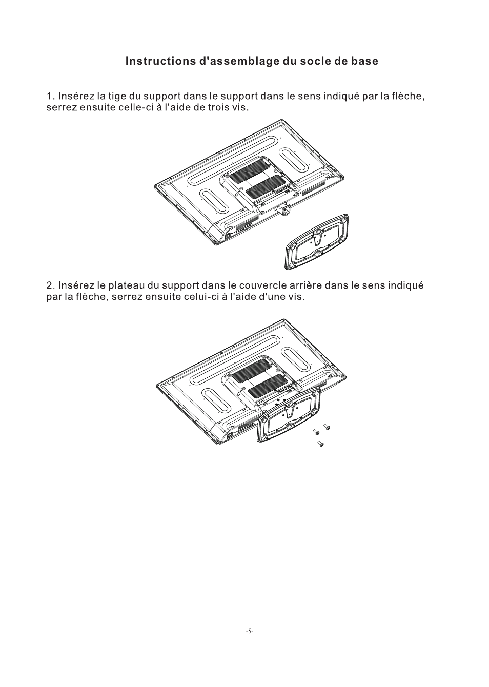 Instructions d'assemblage du socle de base | Westinghouse EW39T5KW User Manual | Page 19 / 41