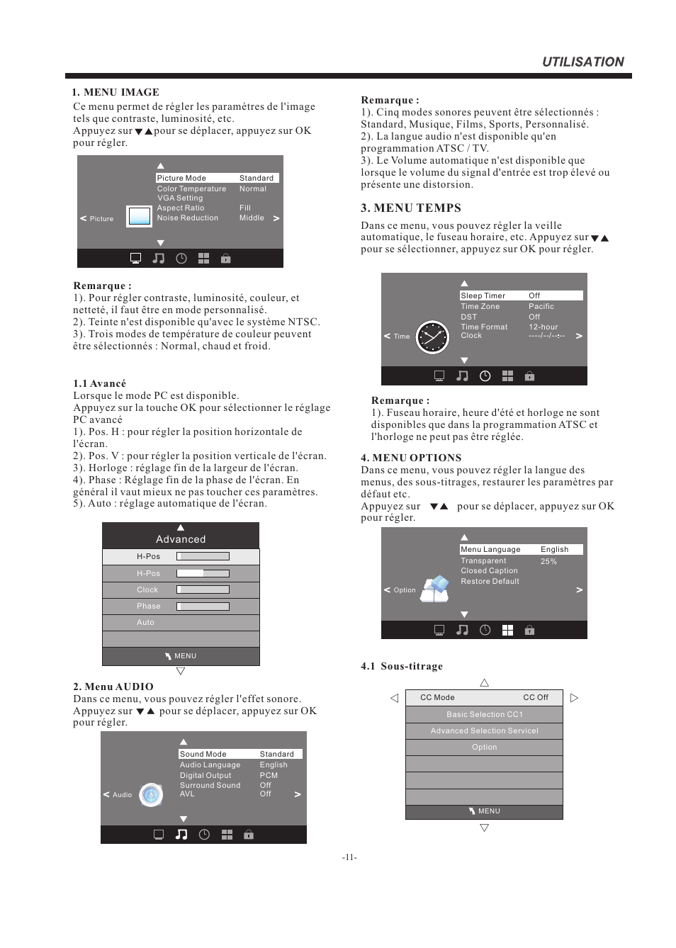 Menu temps | Westinghouse EW39T5KW User Manual | Page 25 / 41