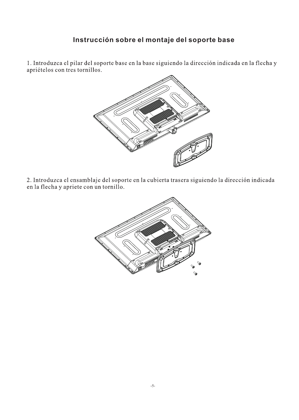 Instrucción sobre el montaje del soporte base | Westinghouse EW39T5KW User Manual | Page 32 / 41