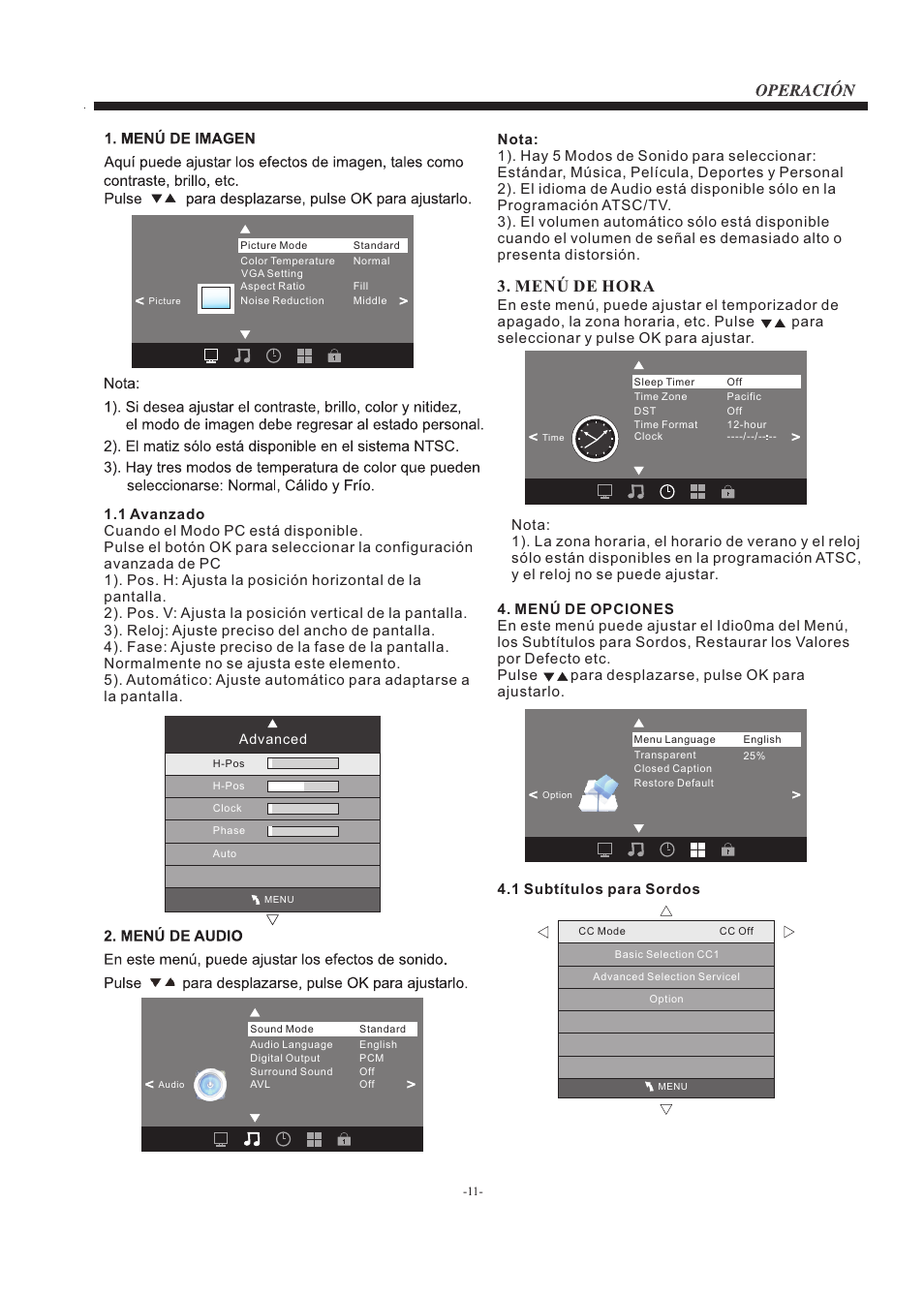 Menú de hora | Westinghouse EW39T5KW User Manual | Page 38 / 41