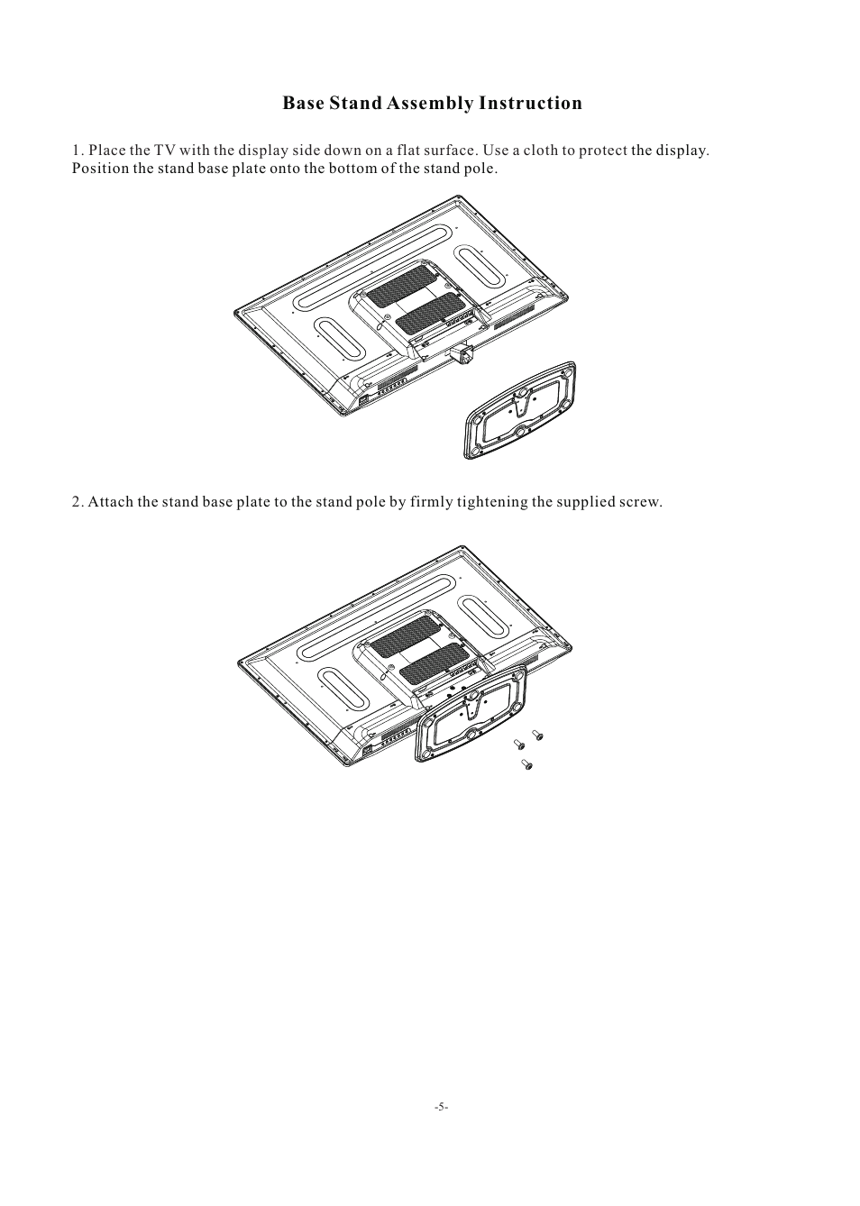 Base stand assembly instruction | Westinghouse EW39T5KW User Manual | Page 6 / 41