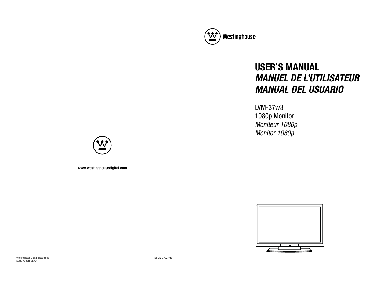 Westinghouse LVM-37w3 User Manual | Page 24 / 24