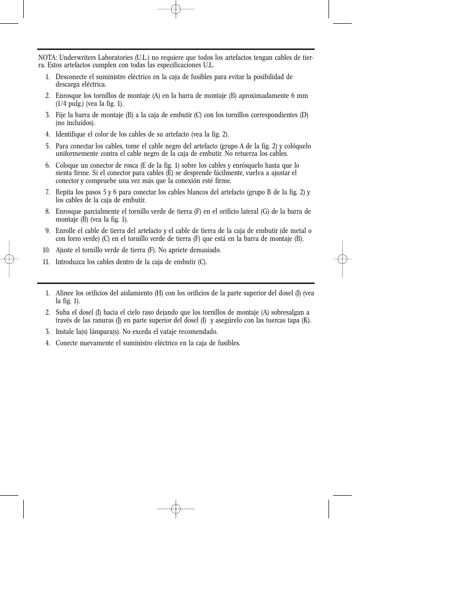 Instrucciones de montaje y cableado, Instrucciones de montaje del artefacto | Westinghouse Outdoor Lighting Fixture User Manual | Page 10 / 12