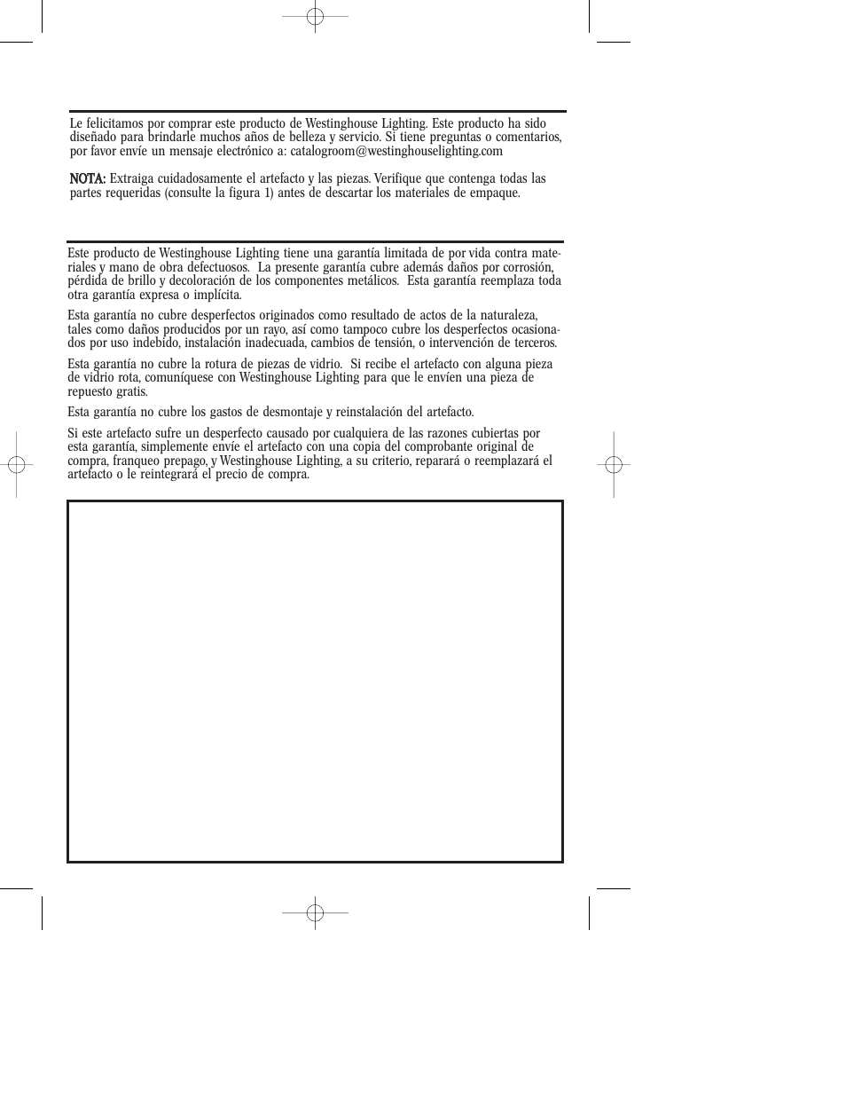 Garantía limitada de cinco años | Westinghouse Outdoor Lighting Fixture User Manual | Page 8 / 12