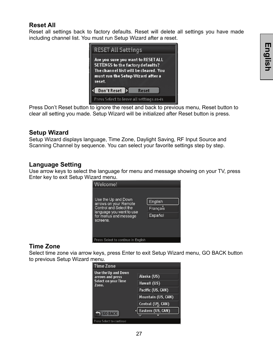 English | Westinghouse W3213 HD User Manual | Page 28 / 37