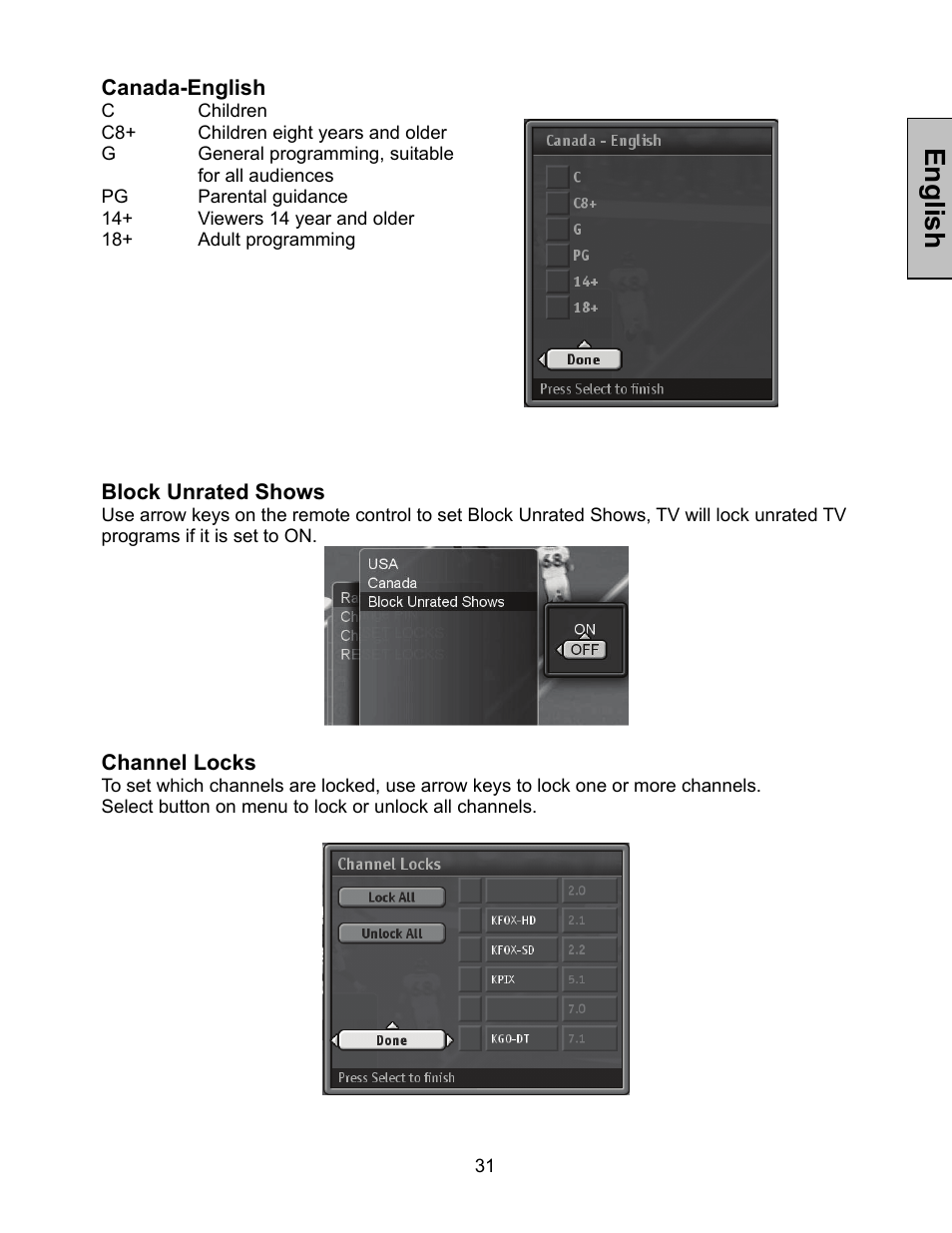 English | Westinghouse W3213 HD User Manual | Page 32 / 37