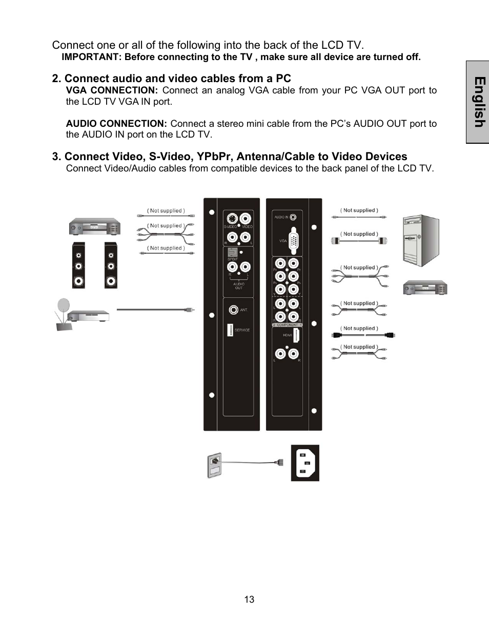 English | Westinghouse LTV-46w1 User Manual | Page 14 / 36