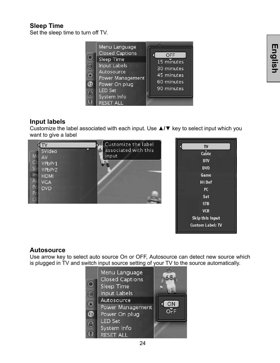 English | Westinghouse LTV-46w1 User Manual | Page 25 / 36