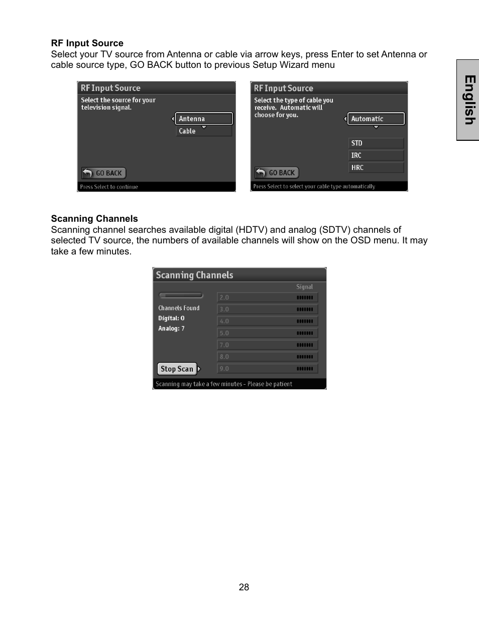 English | Westinghouse LTV-46w1 User Manual | Page 29 / 36