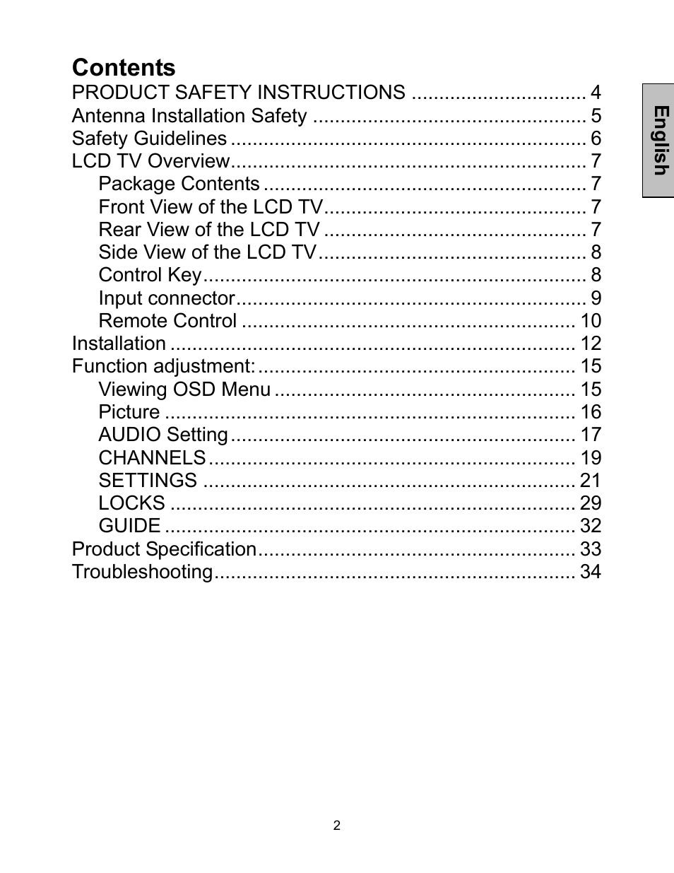 Westinghouse LTV-46w1 User Manual | Page 3 / 36