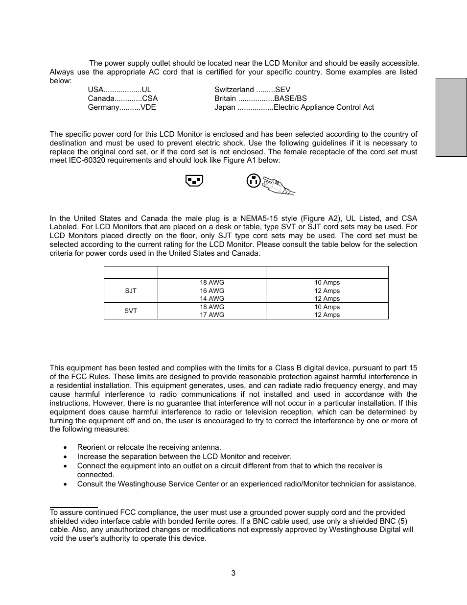English, Safety guidelines, Fcc compliance statement | Westinghouse LCM-20v5 User Manual | Page 4 / 66