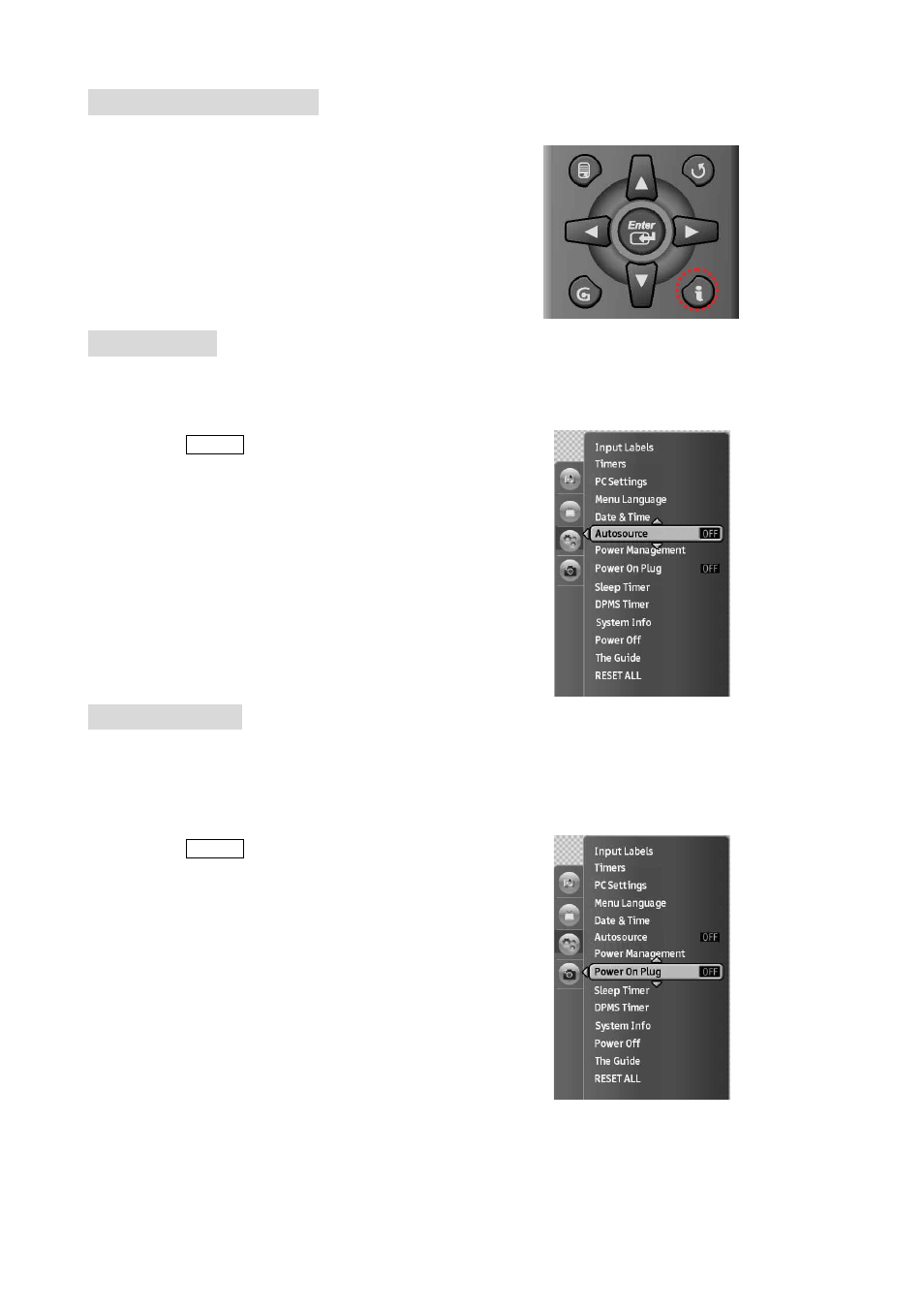 Showing program info, Auto source, Power on plug | Westinghouse VK-40F580D User Manual | Page 46 / 62