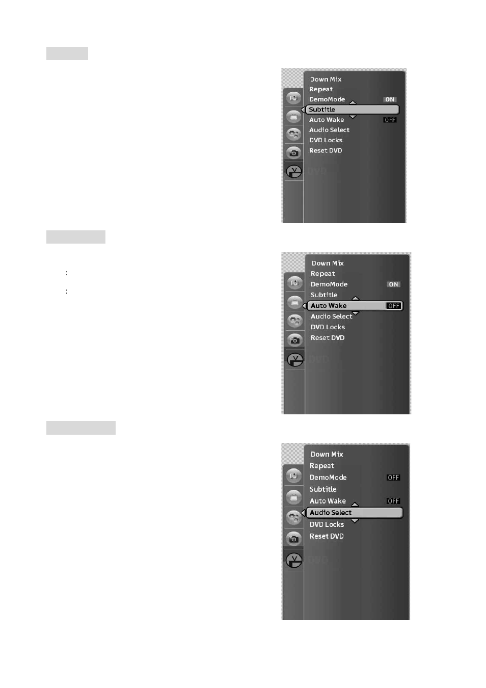 Subtitle, Auto wake, Audio select | Westinghouse VK-40F580D User Manual | Page 50 / 62