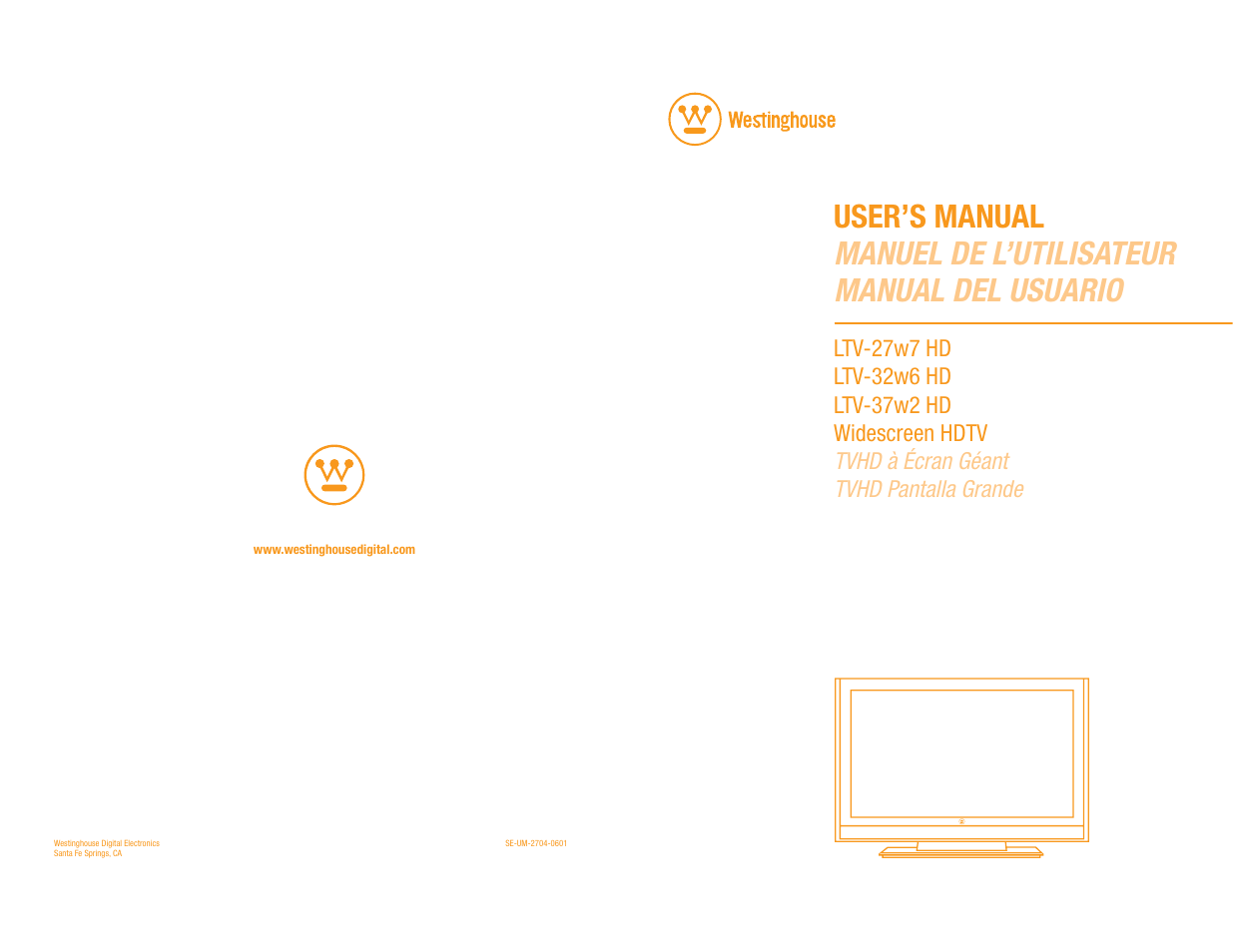 Westinghouse LTV-27w7 HD User Manual | 26 pages