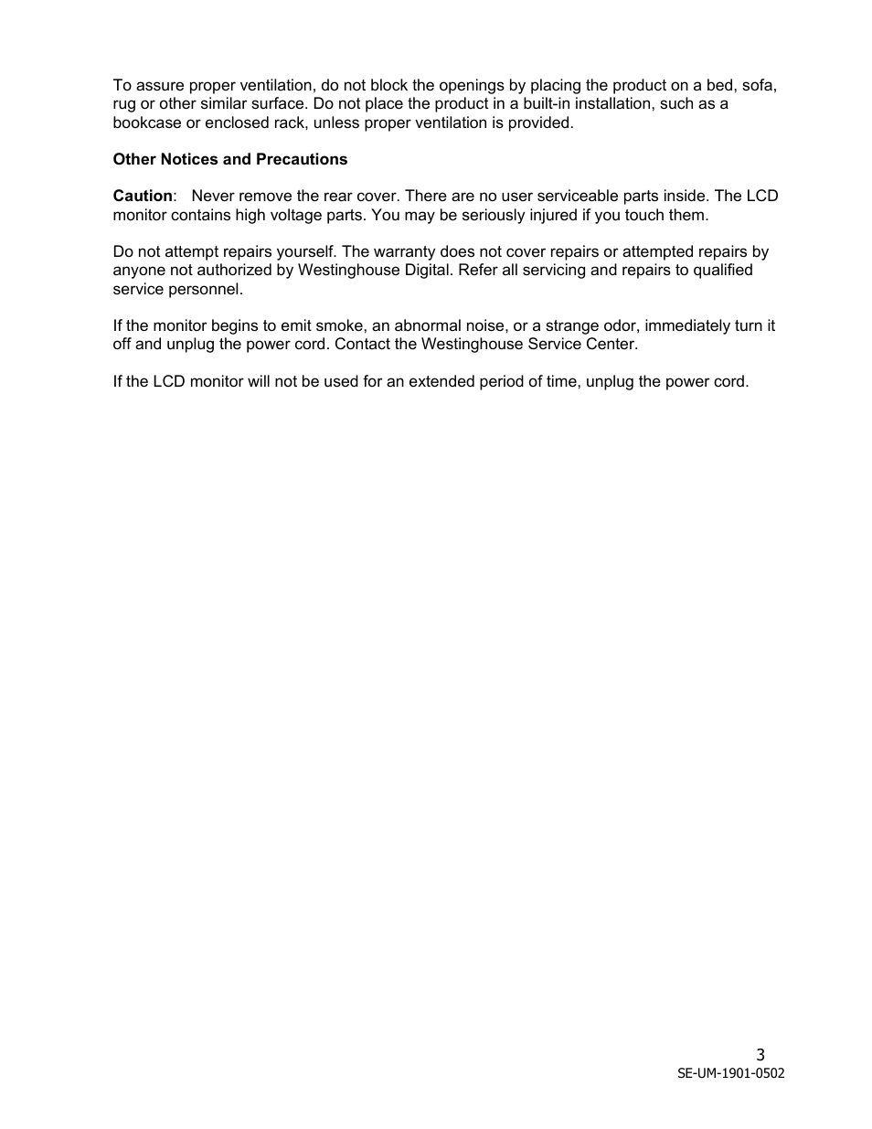 Westinghouse LCM - 19v1 User Manual | Page 4 / 15