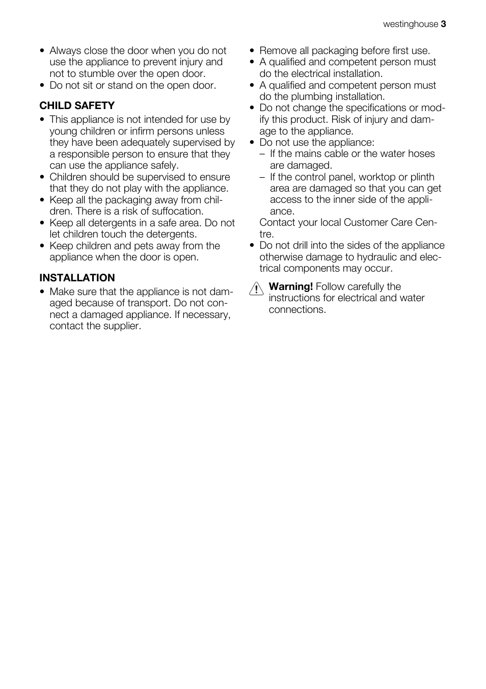 Westinghouse WSF6602 User Manual | Page 3 / 24
