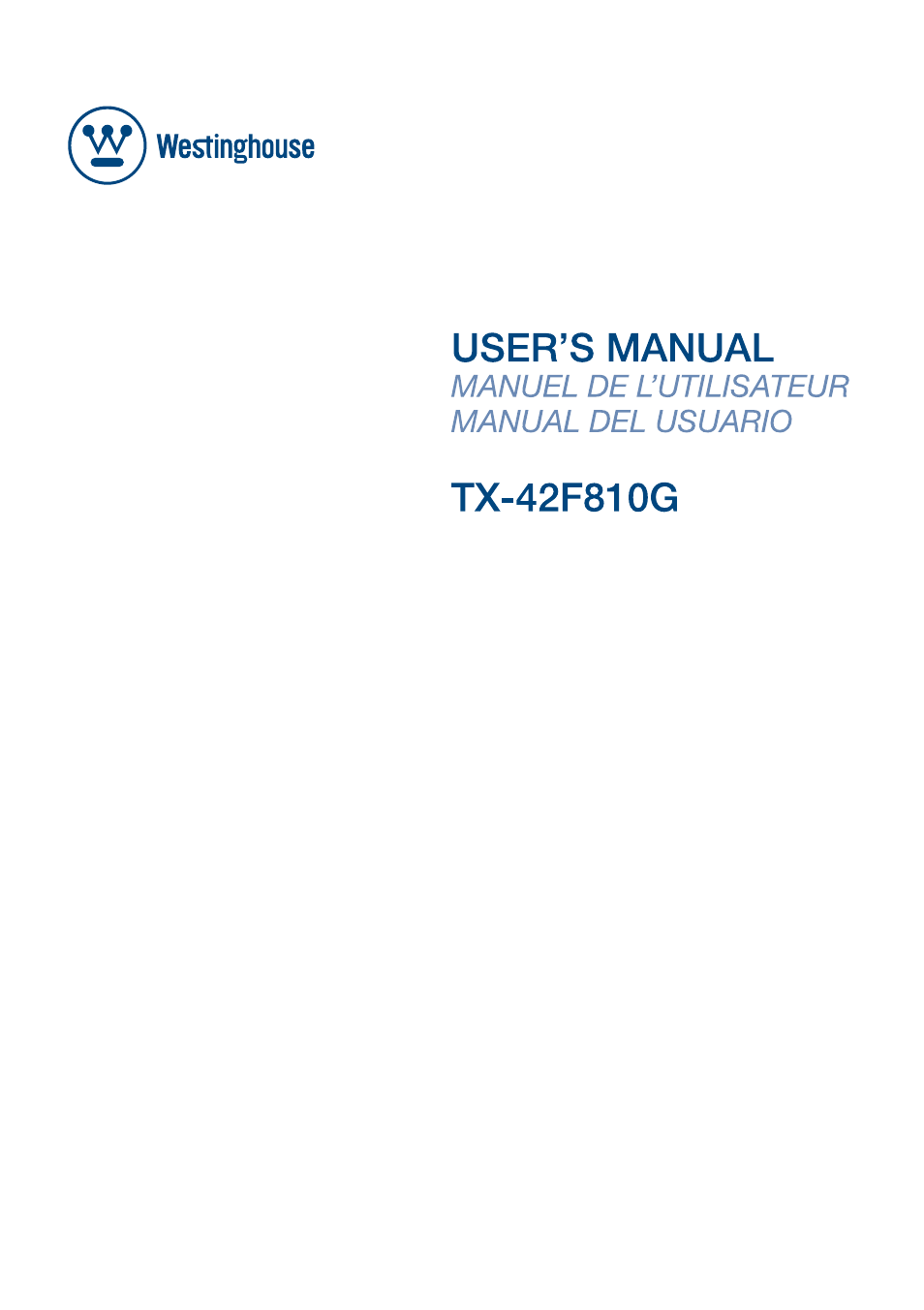 Westinghouse TX-42F810G User Manual | 61 pages