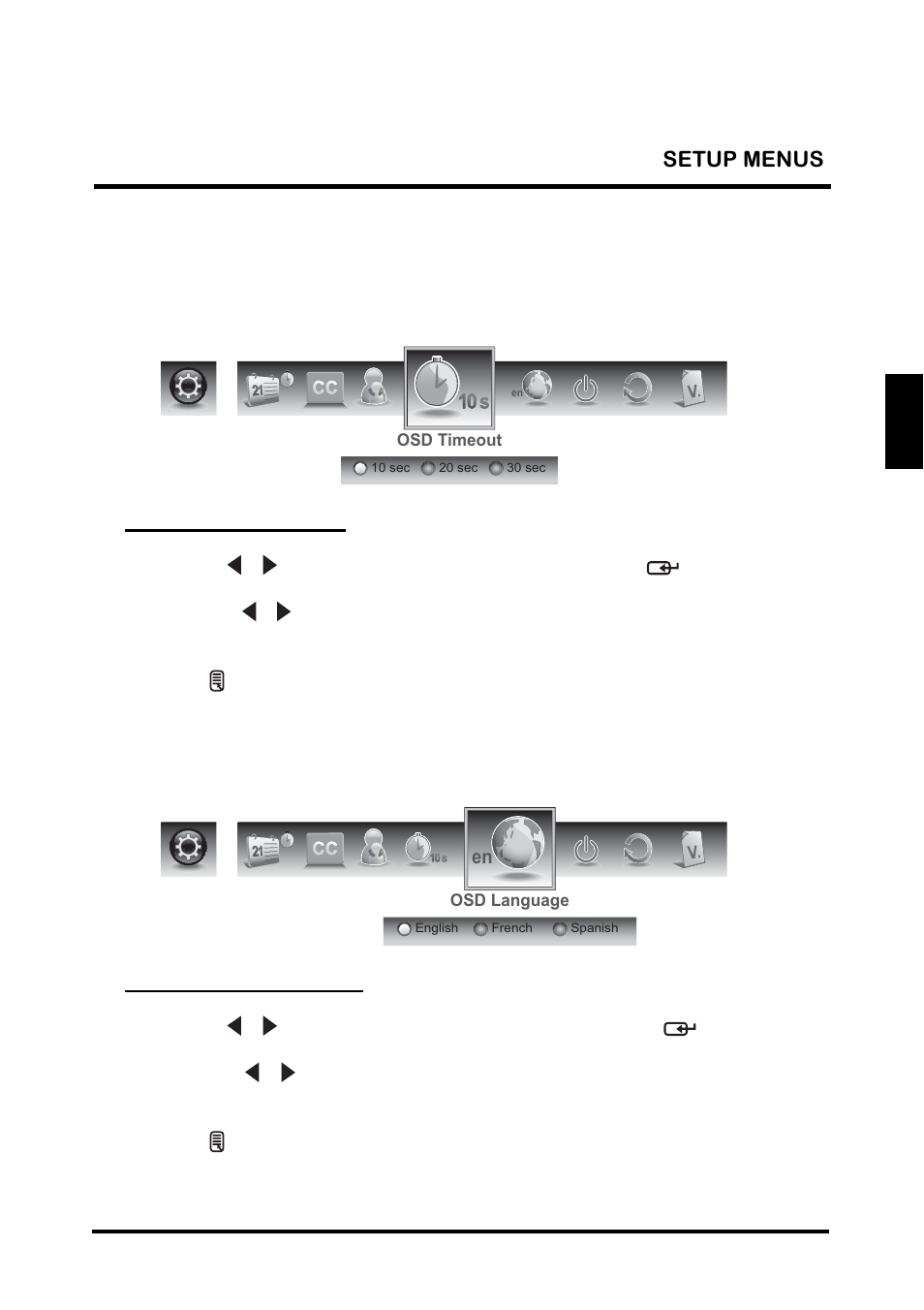 English, Osd timeout, Osd language | Westinghouse TX-42F810G User Manual | Page 51 / 61