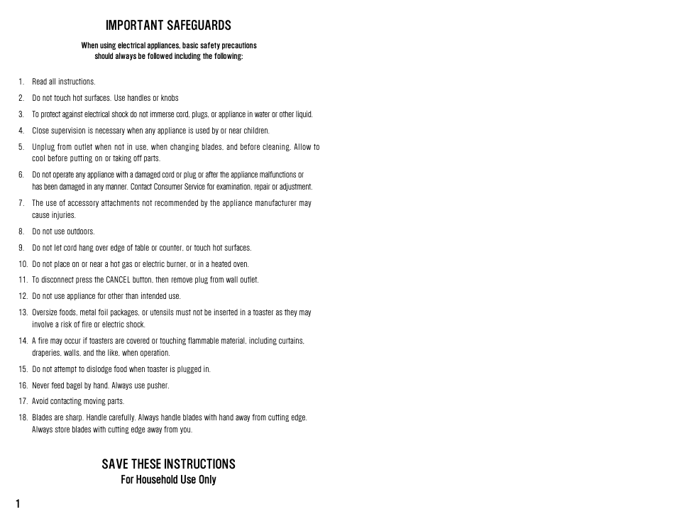 Important safeguards, Save these instructions | Westinghouse WST3001BLK User Manual | Page 12 / 12