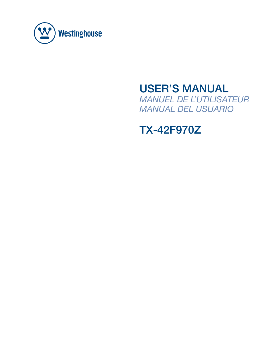 Westinghouse TX-42F970Z User Manual | 22 pages