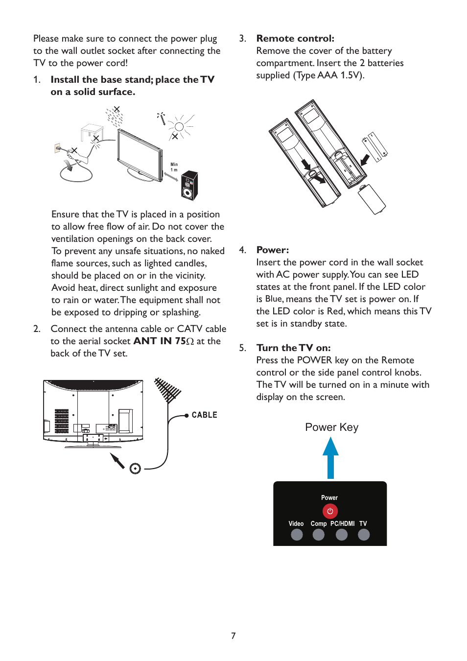 Power key | Westinghouse TX-42F970Z User Manual | Page 10 / 22