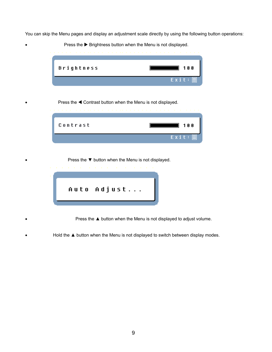 Quick adjustments | Westinghouse L2210NW User Manual | Page 10 / 14